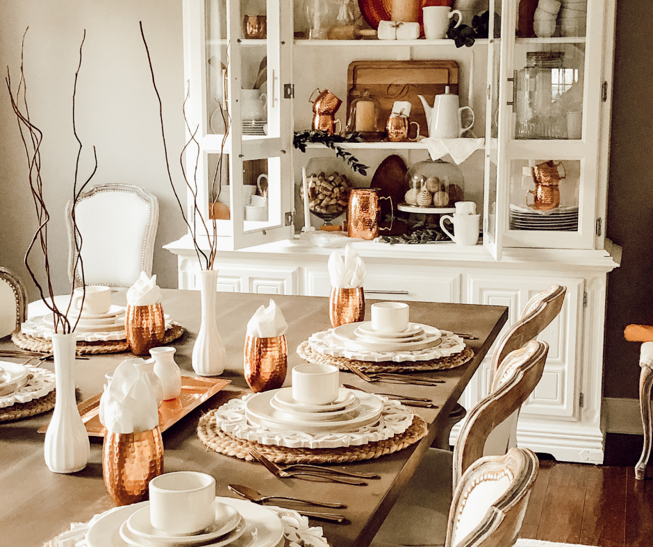 Copper Decor Accents in my Dining Room A Brick Home by
