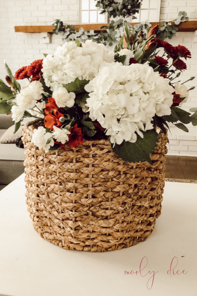 How to Make a Flower Arrangement in a Basket A Brick Home by Marly Dice